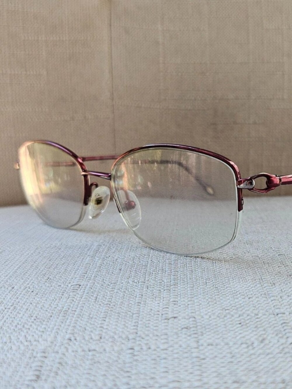 Vintage Safilo Eyeglasses Frame Half Rim Glasses Burgundy Tone Eyewear Italy